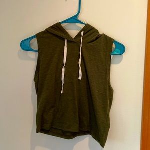Women’s XS green hooded muscle shirt